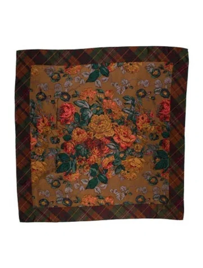 Pre-owned Ralph Lauren Silk Printed Scarf In Brown