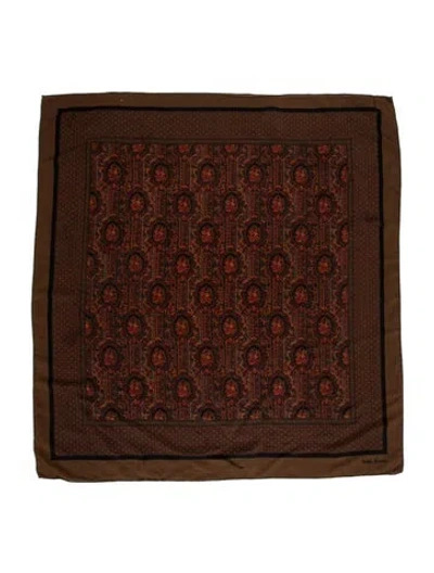 Pre-owned Ralph Lauren Silk Printed Scarf In Brown
