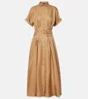 Ralph Lauren Donatella Short-sleeve Midi Dress In Brown