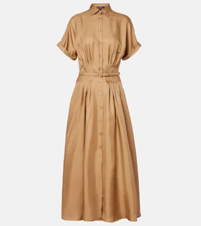 Ralph Lauren Silk Satin Midi Dress In Sand