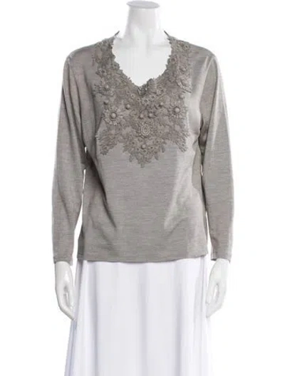 Pre-owned Ralph Lauren Silk Scoop Neck Sweater In Neutral