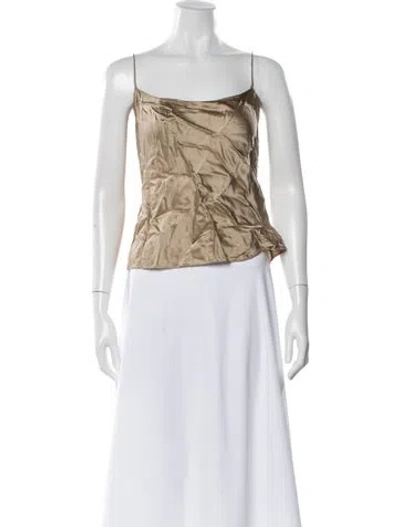 Pre-owned Ralph Lauren Silk Scoop Neck Top In Neutral