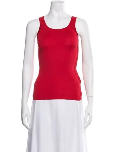 Pre-owned Ralph Lauren Silk Scoop Neck Top In Red