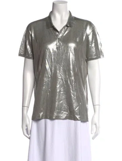 Pre-owned Ralph Lauren Silk Short Sleeve Polo In Grey