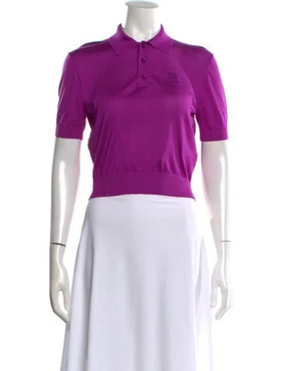 Pre-owned Ralph Lauren Silk Short Sleeve Polo In Purple