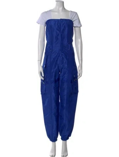 Pre-owned Ralph Lauren Silk Square Neckline Jumpsuit In Blue