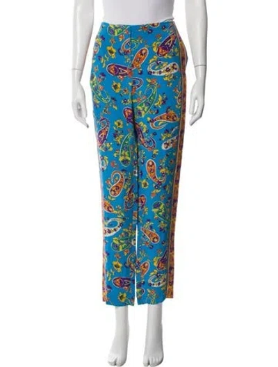 Pre-owned Ralph Lauren Silk Straight Leg Pants In Blue
