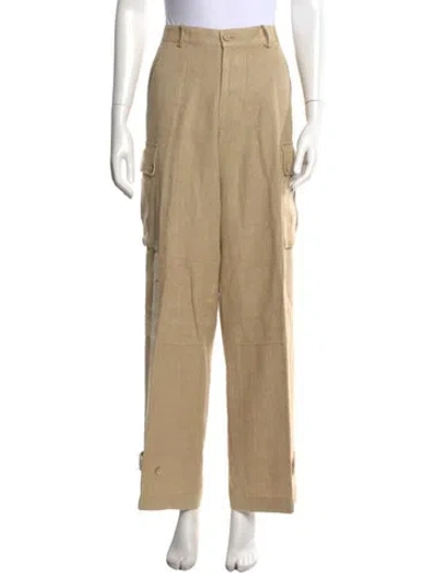 Pre-owned Ralph Lauren Silk Straight Leg Pants In Neutral