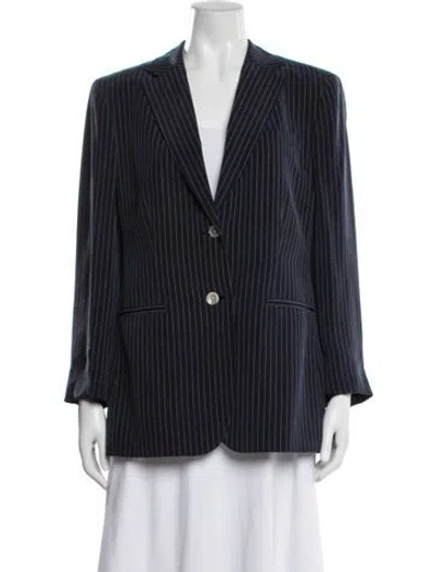 Pre-owned Ralph Lauren Silk Striped Blazer In Blue