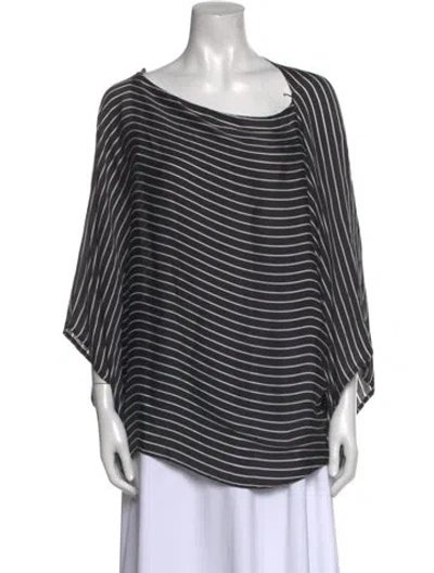 Pre-owned Ralph Lauren Silk Striped Blouse In Black