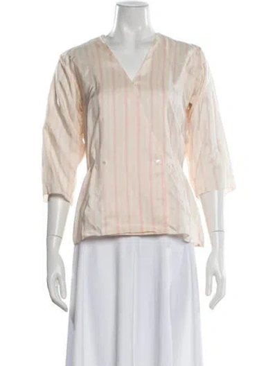 Pre-owned Ralph Lauren Silk Striped Blouse In Neutral