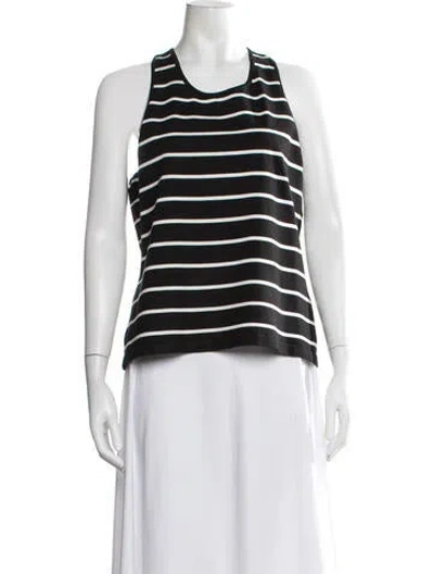 Pre-owned Ralph Lauren Silk Striped Top In Black