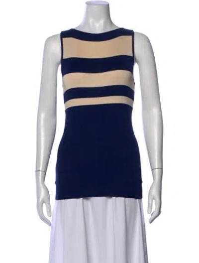 Pre-owned Ralph Lauren Silk Striped Top In Blue