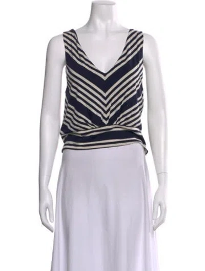 Pre-owned Ralph Lauren Silk Striped Top In White