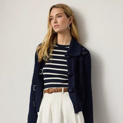 Ralph Lauren Silk-suede Hybrid Cardigan In Blue