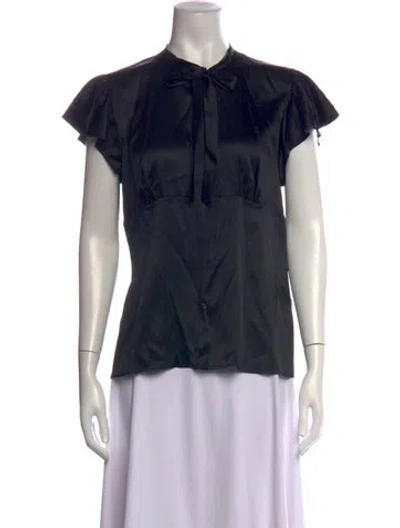 Pre-owned Ralph Lauren Silk Tie Neck Blouse In Black