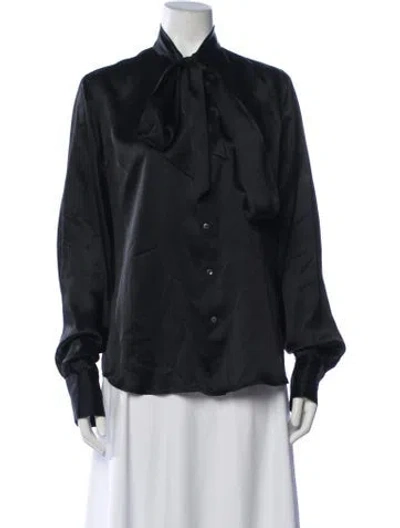 Pre-owned Ralph Lauren Silk Tie Neck Blouse In Black