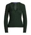 Ralph Lauren Silk V-neck Sweater In Green