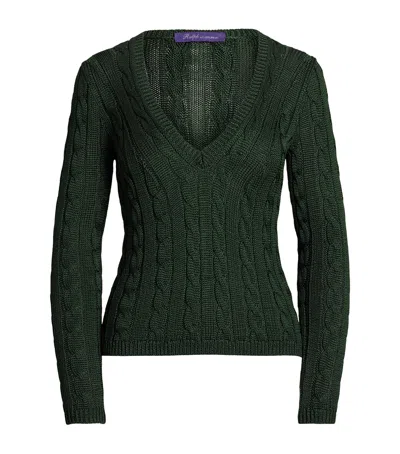 Ralph Lauren Silk V-neck Sweater In Green