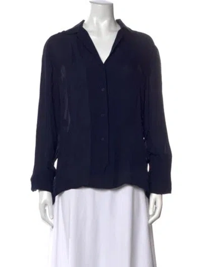 Pre-owned Ralph Lauren Silk V-neck Blouse In Black
