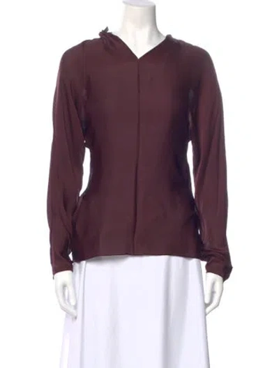 Pre-owned Ralph Lauren Silk V-neck Blouse W/ Tags In Purple