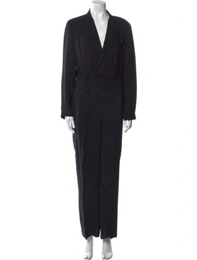 Pre-owned Ralph Lauren Silk V-neck Jumpsuit In Black