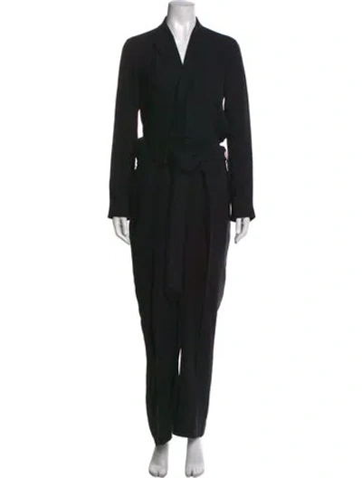 Pre-owned Ralph Lauren Silk V-neck Jumpsuit In Black