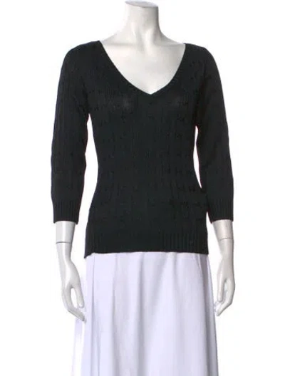 Pre-owned Ralph Lauren Silk V-neck Sweater In Black