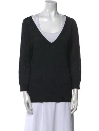 Pre-owned Ralph Lauren Silk V-neck Sweatshirt In Black