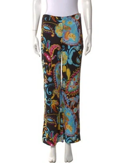 Pre-owned Ralph Lauren Silk Wide Leg Pants In Black