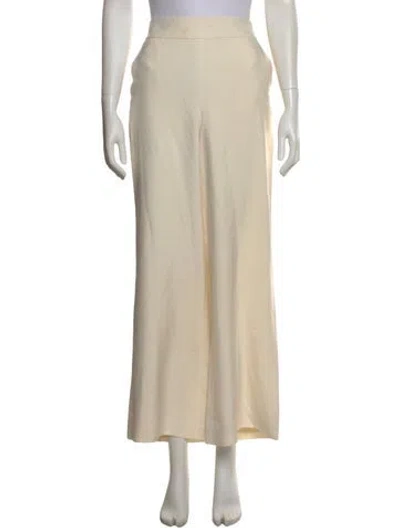 Pre-owned Ralph Lauren Silk Wide Leg Pants In Yellow