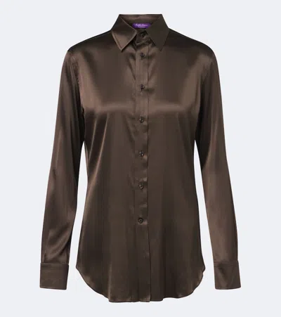 Ralph Lauren Silk-blend Satin Shirt In Brown