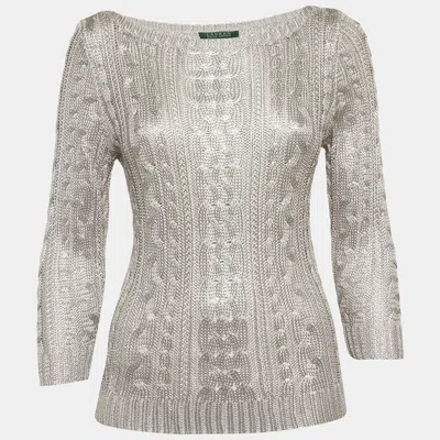 Pre-owned Ralph Lauren Silver Cable Knit Sweater M