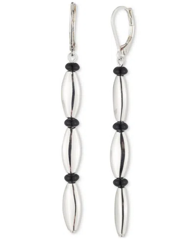 Ralph Lauren Silver-tone Black Bead Linear Drop Earrings