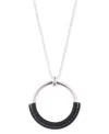 Ralph Lauren Silver-tone Black Leather 36" Adjustable Slider Pendant Necklace In Metallic