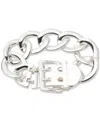 Ralph Lauren Silver-tone Chain Buckle Flex Bracelet In Silver