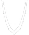 Ralph Lauren Silver-tone Cubic Zirconia Two-row Stationed Collar Necklace, 18" + 3" Extender In Gray