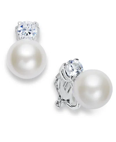 Ralph Lauren Silver-tone Glass Pearl And Crystal Clip On Earrings