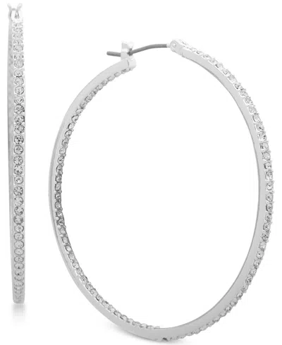 Ralph Lauren Silver-tone Pave In & Out Medium Hoop Earrings In Crystal