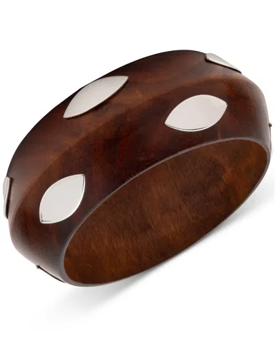 Ralph Lauren Silver-tone Polished Wood Bangle Bracelet