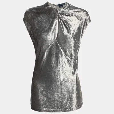 Pre-owned Ralph Lauren Silver Velvet Top S