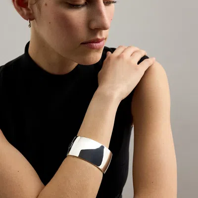 Ralph Lauren Silver-plated Wide Hinge Bangle In Silver