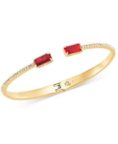 Ralph Lauren Silver-tone Crystal Baguette Cuff Bracelet In Gold