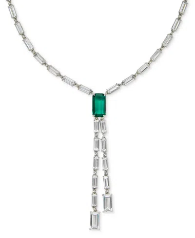 Ralph Lauren Silver-tone Cubic Zirconia Baguette Y-neck Necklace