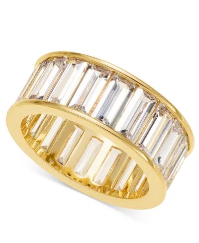 Ralph Lauren Silver-tone Cubic Zirconia Crystal Baguette Ring In Gold