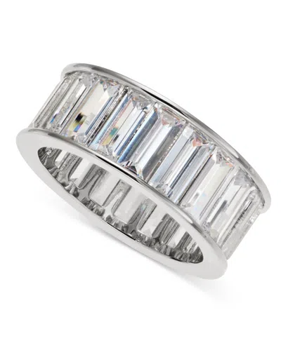 Ralph Lauren Silver-tone Cubic Zirconia Crystal Baguette Ring In Metallic