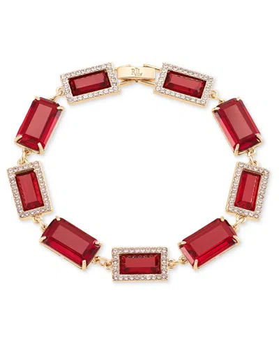 Ralph Lauren Silver-tone Glass Crystal Baguette Flex Bracelet In Gold