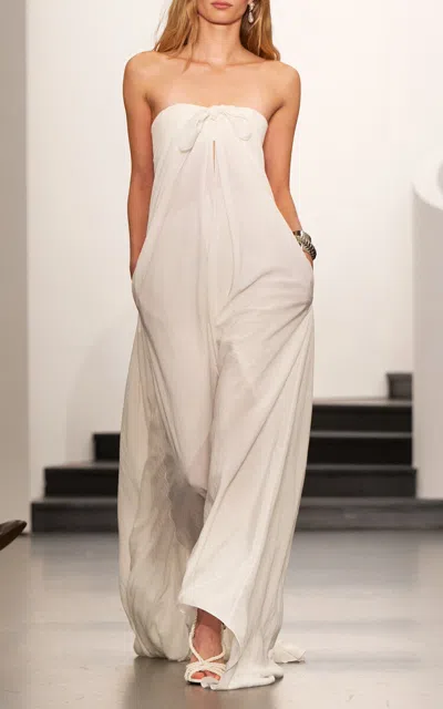 Ralph Lauren Simona Tie-detailed Silk-blend Maxi Dress In White