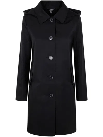 Ralph Lauren Single Breast Rn 34 Lined Coat In Black  