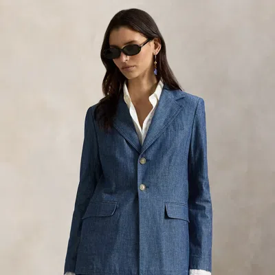 Ralph Lauren Single-breasted Chambray Blazer In Blue